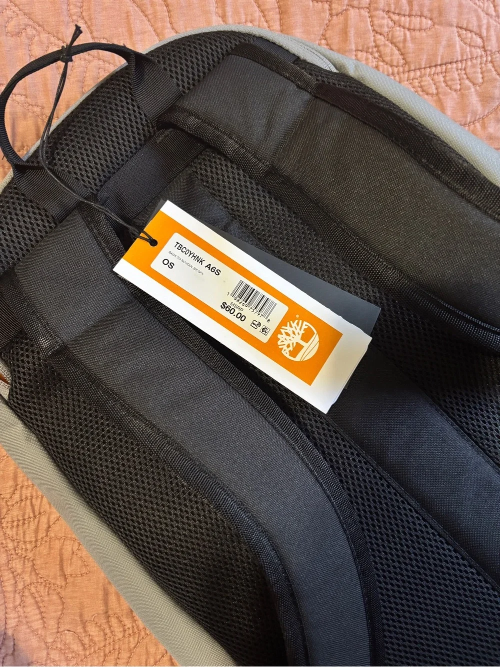 Timberland Gray Backpack with Orange Accents